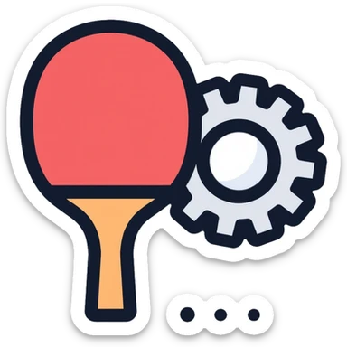 Pong game settings icon with paddle, ball, and gear sticker