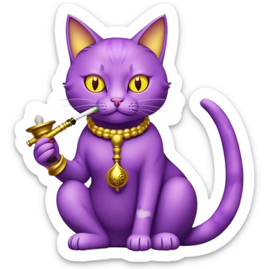 Purple cat smoking hooks sticker