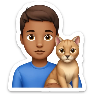 Boy with puma cat sticker