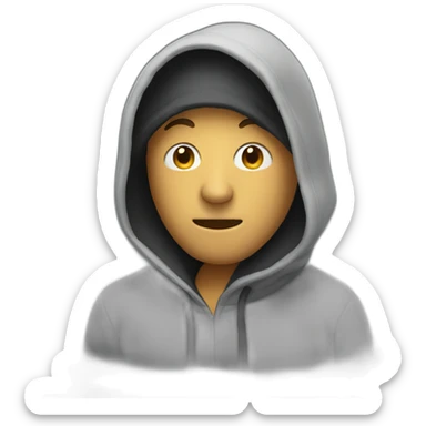 Man wearing a hood covering his face sticker