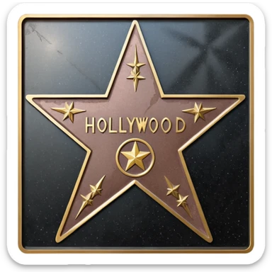 голливудский мемориал в виде звезды, на аллее славы которая в полу и на ней написано HOLLYWOOD  sticker