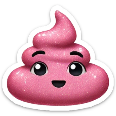 pink poop cute glitter sticker