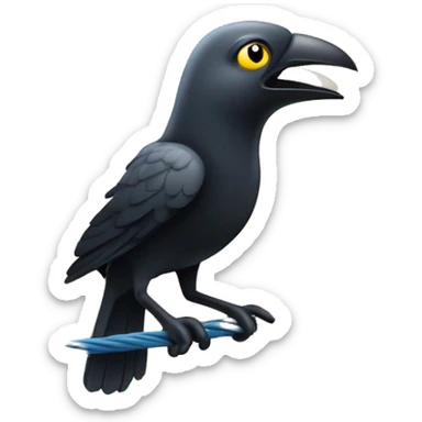 un corbeau sur un perché sur un cable éléctrique sticker