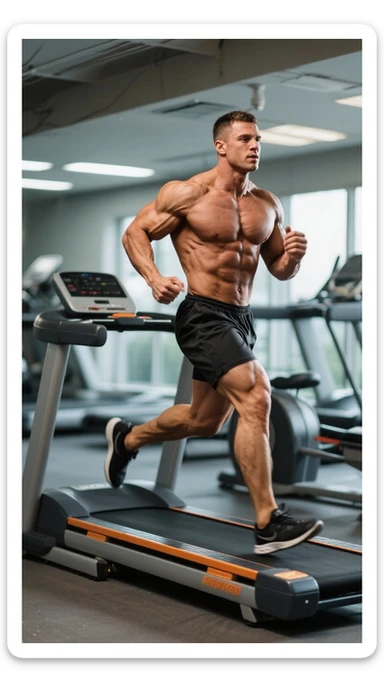 bodybuilder che corre sul tapisroulant sticker