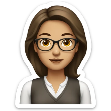 woman teacher brown hair brown eyes olive skin sticker