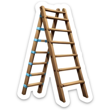 Broken ladder with tape fix sticker