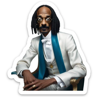 Uncle Scrooge snoop dog in Dior Gucci Hermes leather straps, oil paint, mysterious eyes, intricate lips, masterpiece portrait , odd perspective, beautiful, desirable, logical sticker