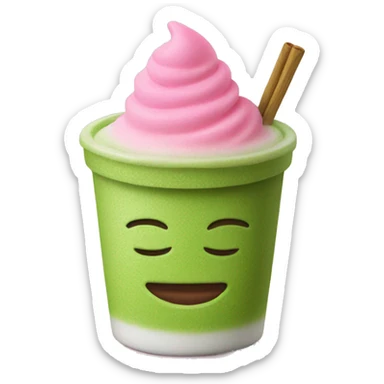 matcha with pink foam sticker