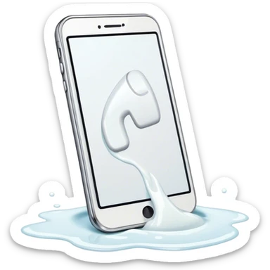 a phone with white liquid spilt on it sticker