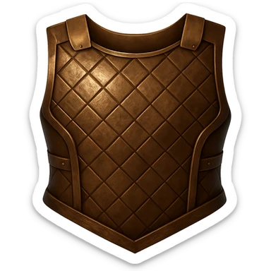 Make the bronze chainbody look more realistic and metallic, similar to the bronze helmet. Add shine and a worn bronze texture. The style should resemble emoji style with a transparent background. sticker