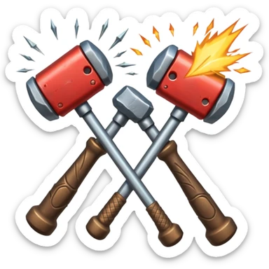 croisement de 2 marteaux différent (en mode duel, qui des deux va gagner) sticker