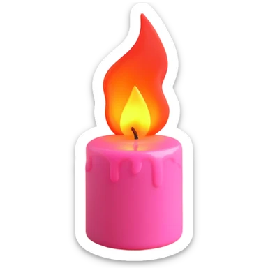 A pink candle with a flame on it, viewed from top to down. sticker