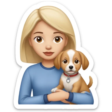 Girl holding a dog sticker