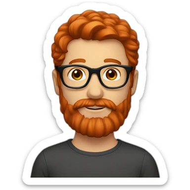 red head beard men with black glasses sticker
