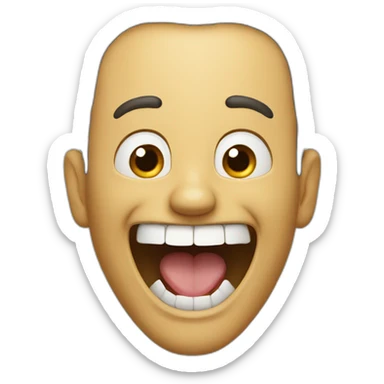 A man who laughs heartily with his mouth wide open sticker