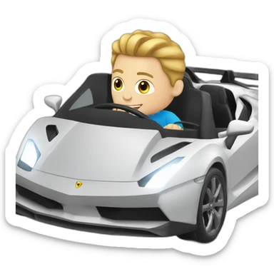 White Kid driving super car sticker