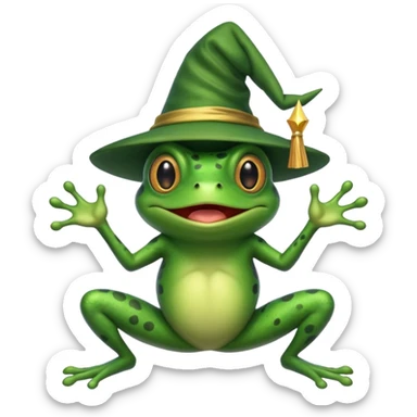wizard frog doing a flip sticker