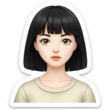 Zumbi mulher com pele pálida cabelo preto e franja  sticker