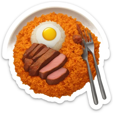 Plate with Jollof rice and meat  sticker