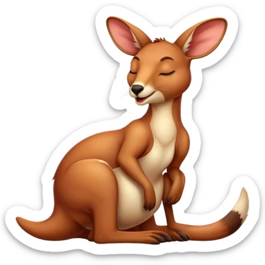 Cinematic Cute Yawning Adult Red Kangaroo Portrait Emoji, Head tilted slightly with a dramatic, wide-open yawn, showcasing a sturdy, reddish form with a distinct red kangaroo-shaped head, a relaxed elongated snout, and sleepy, half-closed eyes, Simplified yet irresistibly adorable features, highly detailed, glowing with a soft, cozy outback glow, high shine, relaxed yet expressive, stylized with a dash of whimsical charm, soft glowing outline, capturing the essence of a drowsy yet affectionate kangaroo that appears ready to stretch and yawn its way out of the screen! sticker
