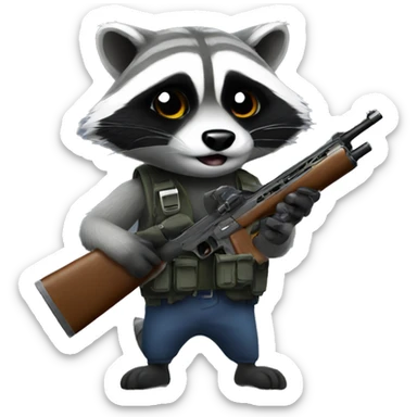 Raccoon holding a gun  sticker