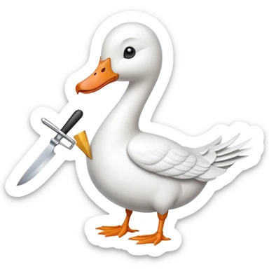 Duck holding knife but make it a white goose sticker