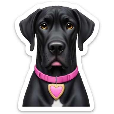 All black Great Dane with pink collar  sticker
