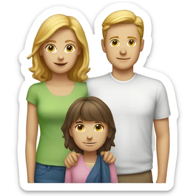 white man, white woman, 2 boys and 1 girl. exactly 5 people. sticker