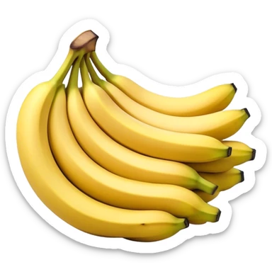 Cinematic bright yellow bananas, smooth peel with gentle curves, slightly ripened, stacked in a charming bunch, warm glowing background, soft and inviting. sticker