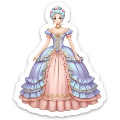 Pastel rococo couture gown  sticker