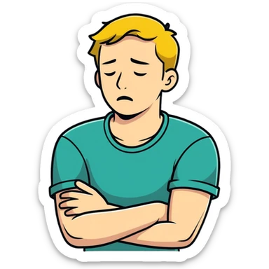 man with arms crossed on neck crying sticker