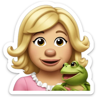 miss piggy eating a frog sticker