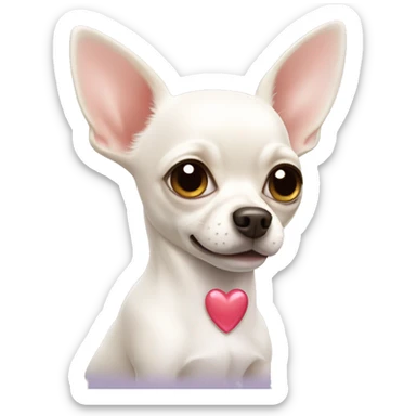 White Chihuahua with a heart sticker