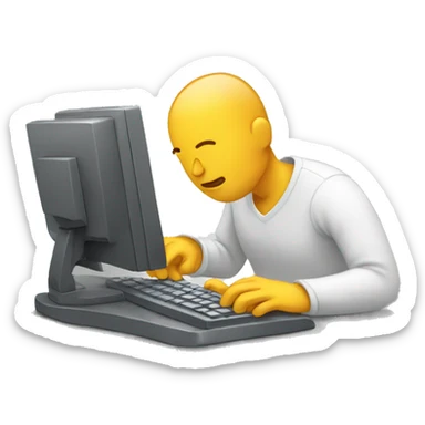 person typing on computer sticker
