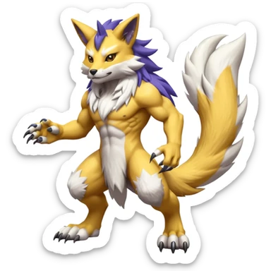 WereGarurumon-Renamon-fusion-hybrid-creature (full body sticker