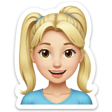 blonde girl with high pony tail hair, winking sticker
