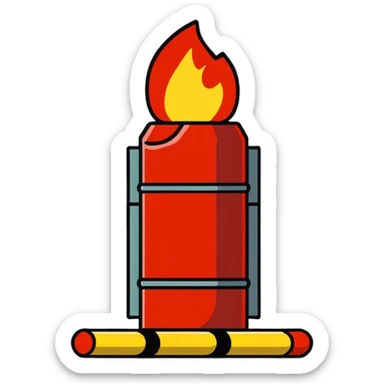 stack of dynamite sticks with fuse sticker