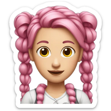 Pink-haired lady with pigtails sticker
