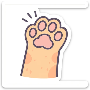 cat paw, pastel toon style, soft colors, cartoonish sticker