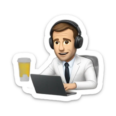 macron doing a podcast  sticker