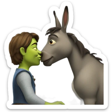 Shrek kissing donkey sticker