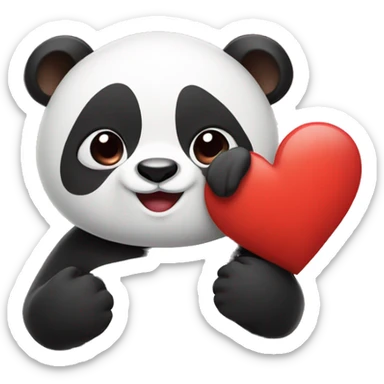 Panda with heart sticker