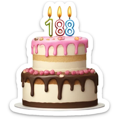 festive birthday cake with an 18 on it sticker