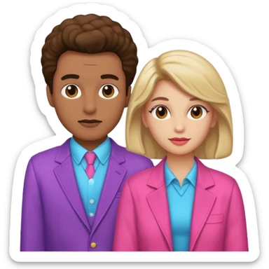 Man and woman dressed in 80s clothes sticker