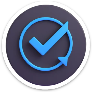 Telegram verification badge, blue circle with white checkmark sticker