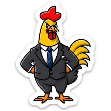 business rooster wearing suit and tie sticker