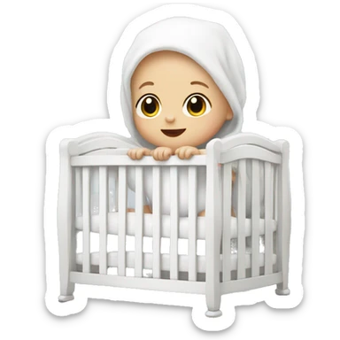 White baby in a white crib sticker