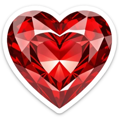 red diamond in the shape of a heart sticker