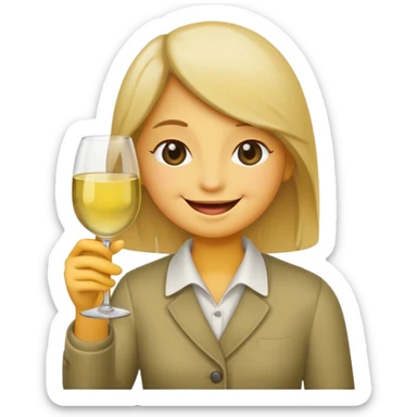 Smiling face emoji (not a person), blushing, holding white wine  sticker