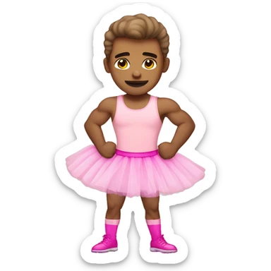 light skinned buff male in pink tutu sticker